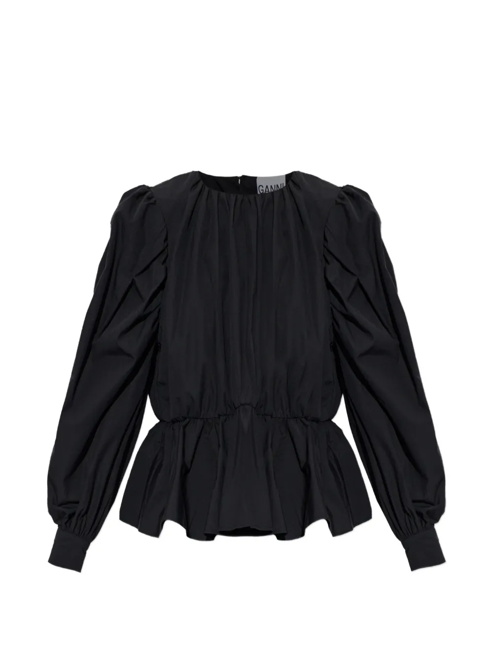 GANNI puff-sleeves blouse - Nero