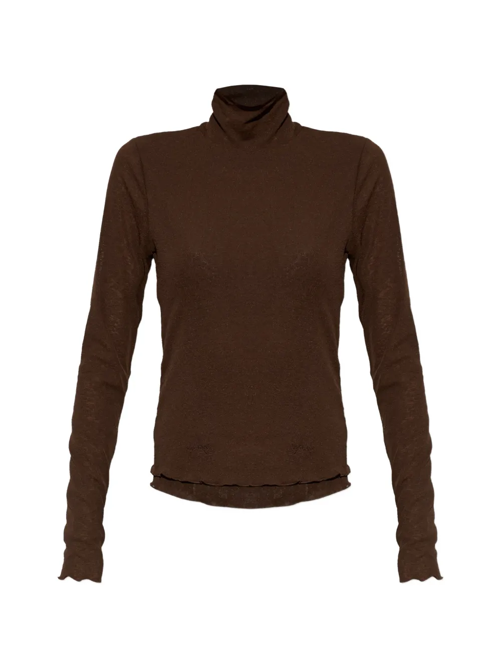 GANNI turtleneck in marl mesh - Marrone