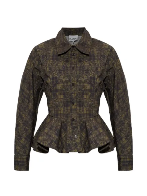 GANNI floral-motif peplum top