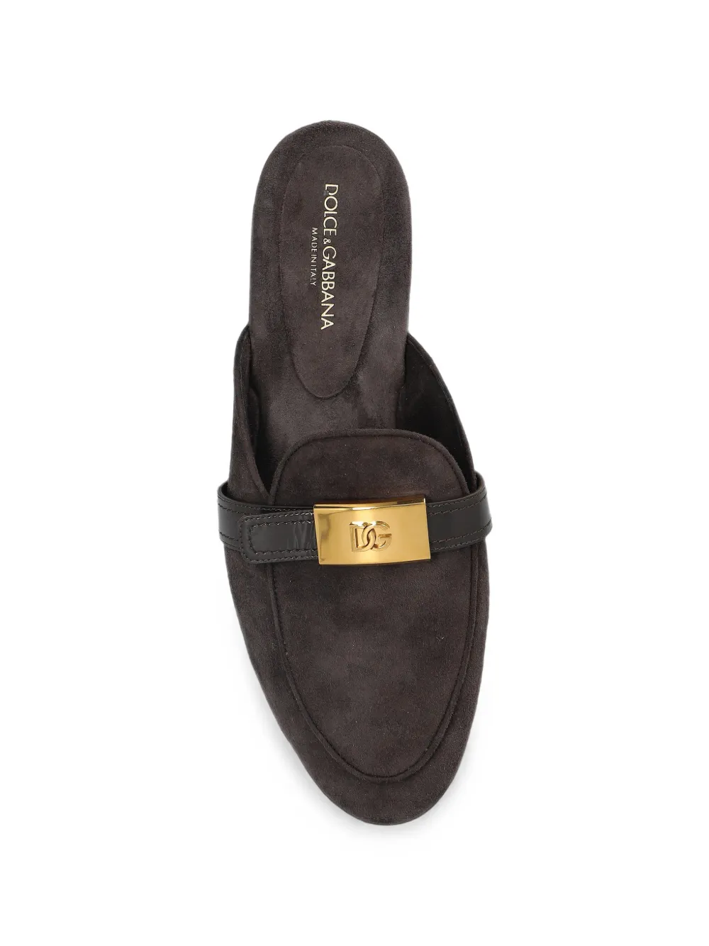 Dolce & Gabbana logo-plaque suede mules Bruin