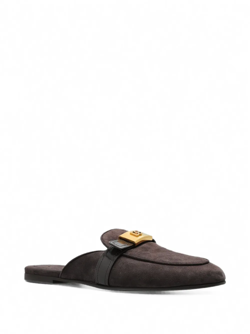 Dolce & Gabbana logo-plaque suede mules Bruin
