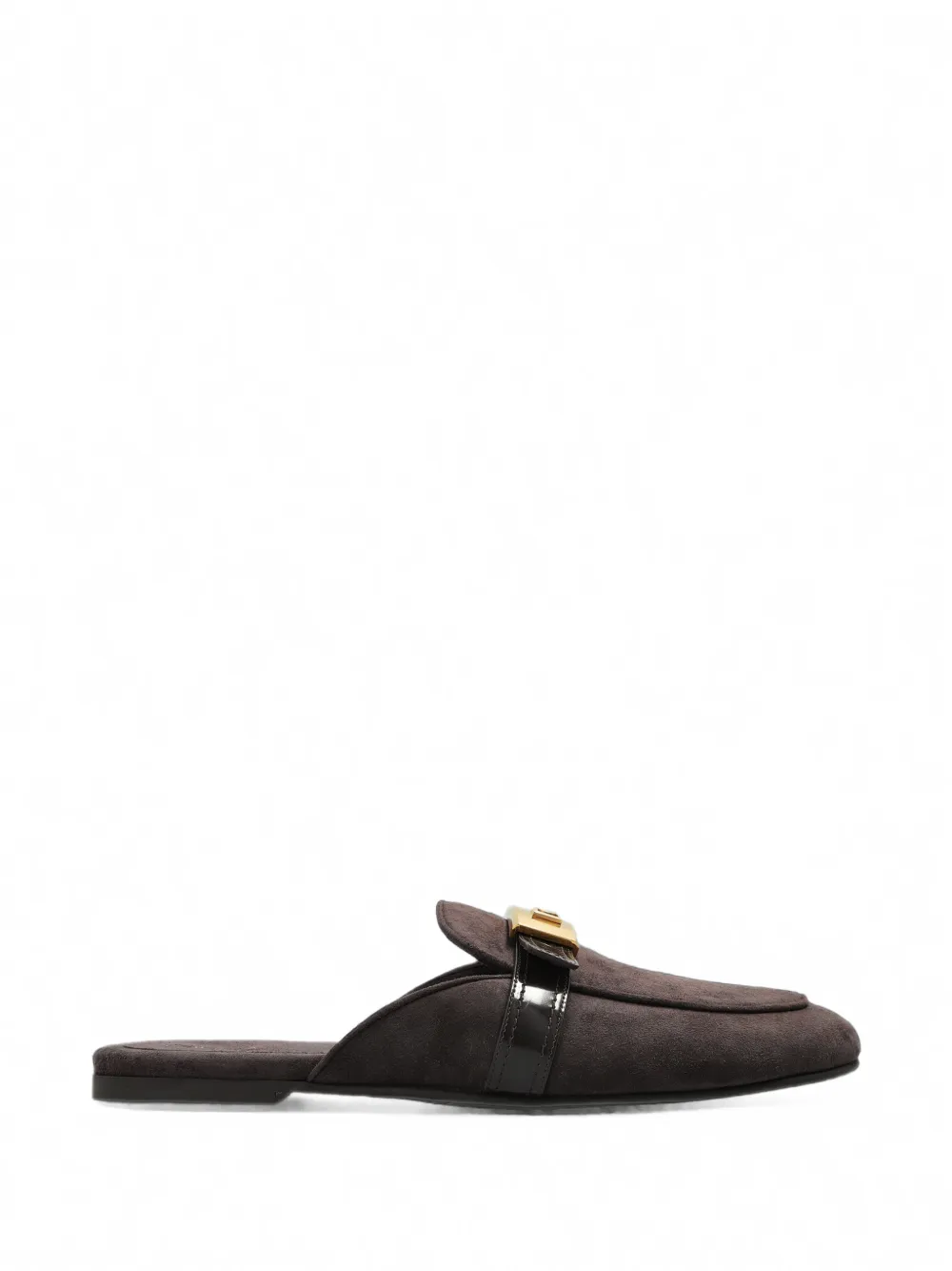 Dolce & Gabbana Logo-plaque Suede Mules In Brown