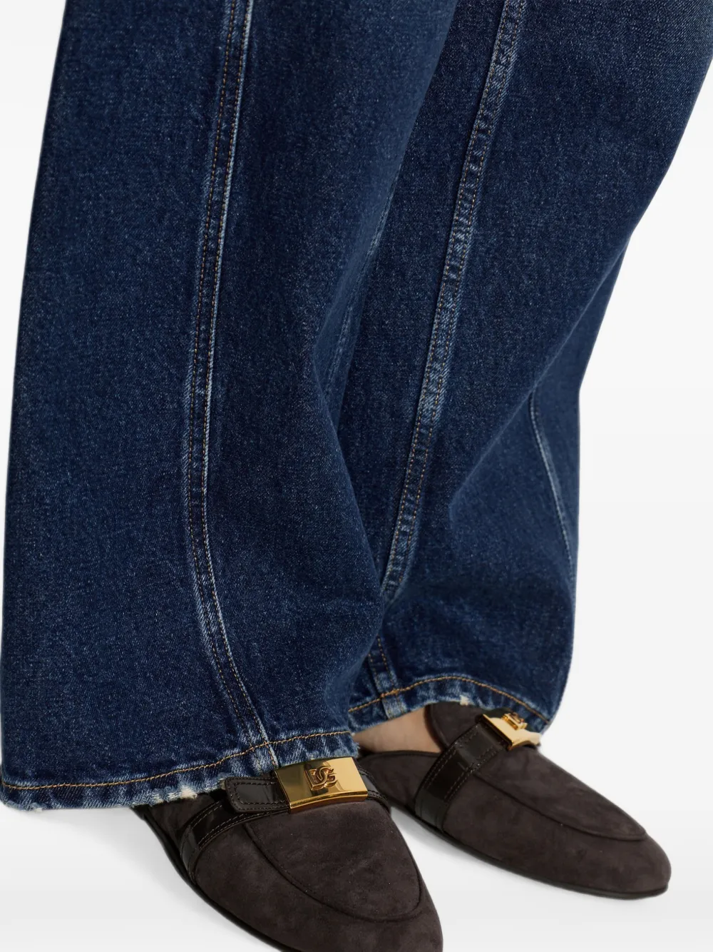 Dolce & Gabbana logo-plaque suede mules Bruin