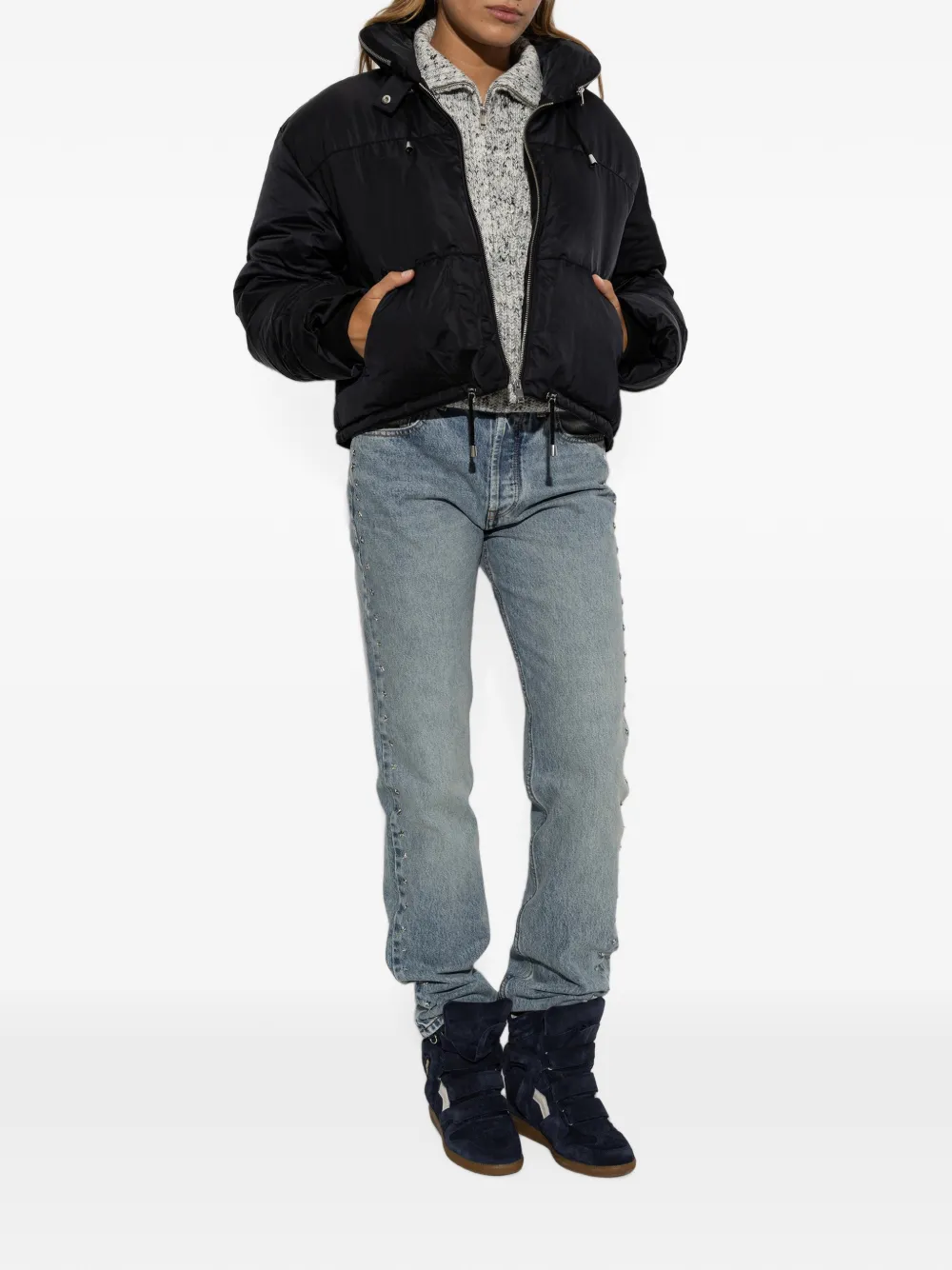 ISABEL MARANT Gewatteerd jack met capuchon Zwart