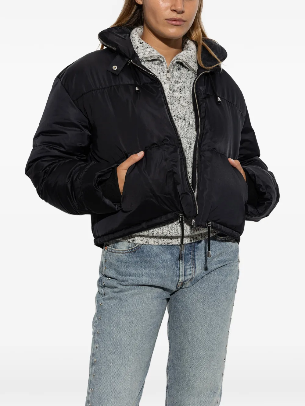 ISABEL MARANT Gewatteerd jack met capuchon Zwart