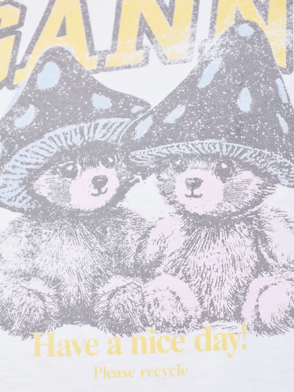 GANNI T-shirt met Mushroom Teddy en lange mouwen Wit