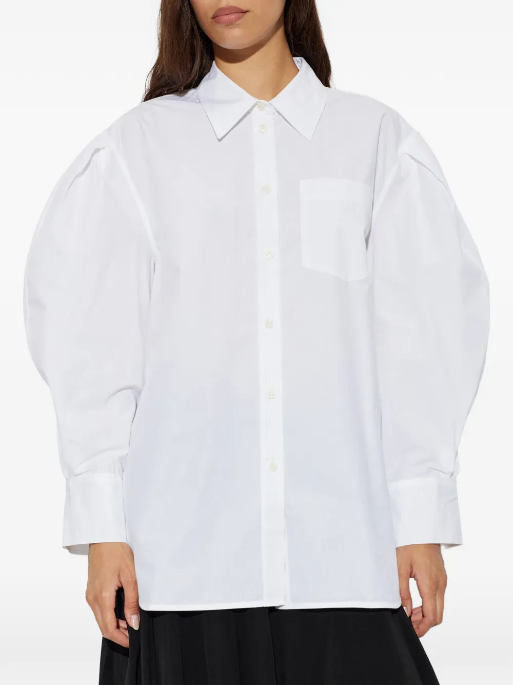 GANNI Blouse met pofmouwen Wit