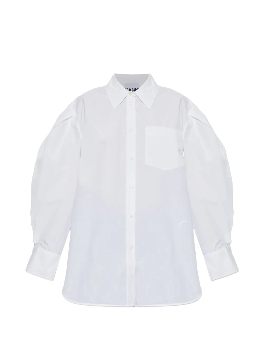 Ganni Puff-sleeve Shirt In White