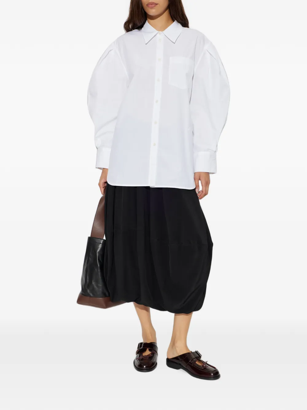 GANNI Blouse met pofmouwen Wit