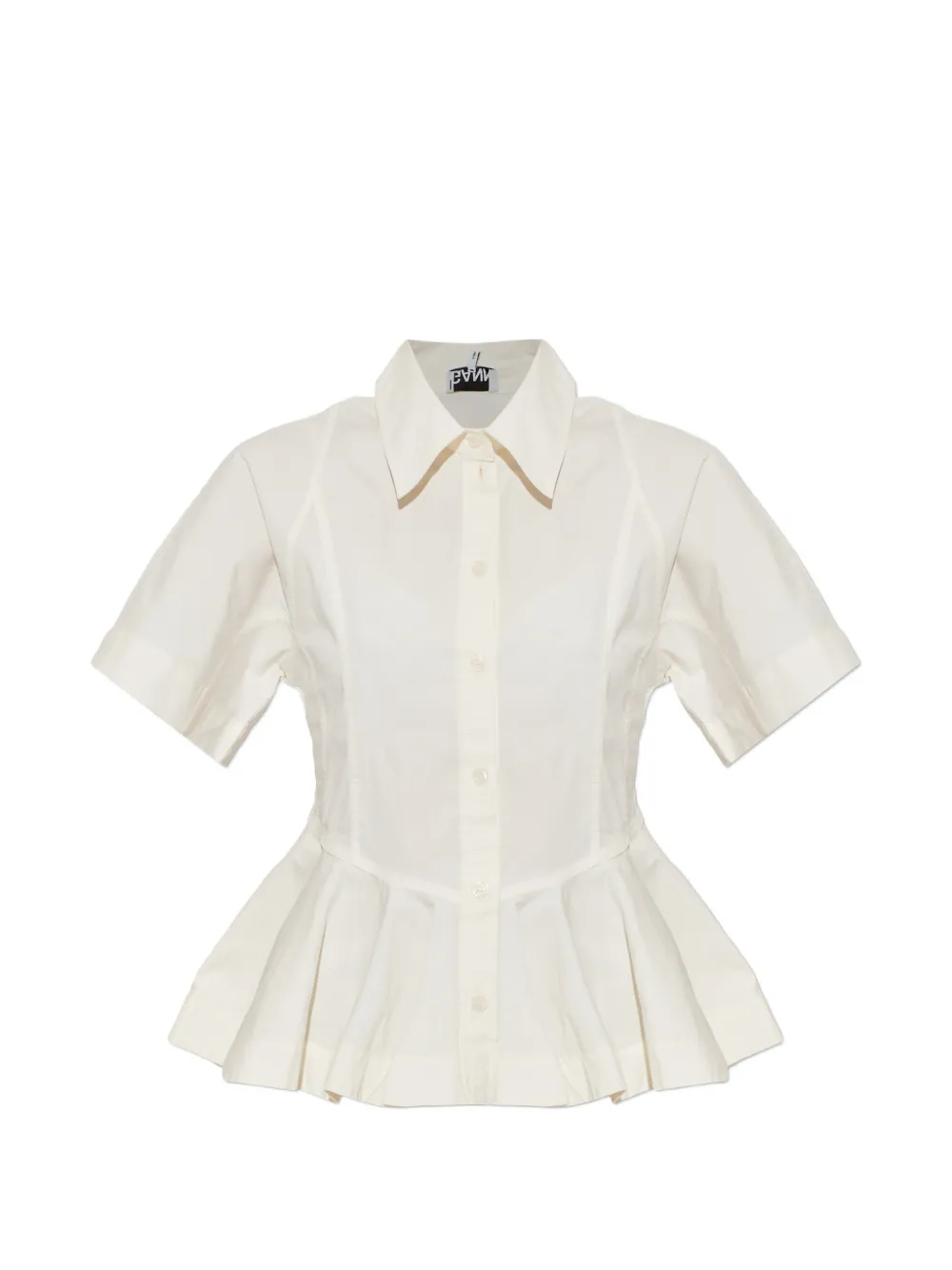 Ganni Peplum Top In Neutrals