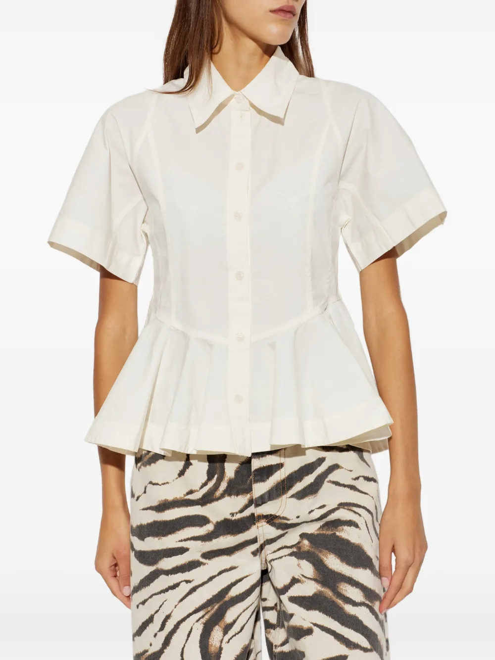 GANNI peplum top Beige