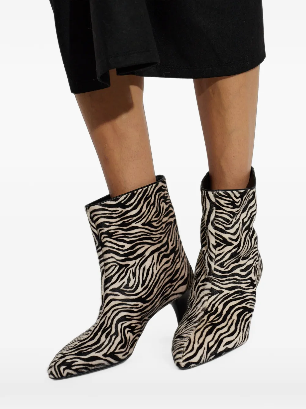 ISABEL MARANT Jiry zebra-print ankle boots Beige