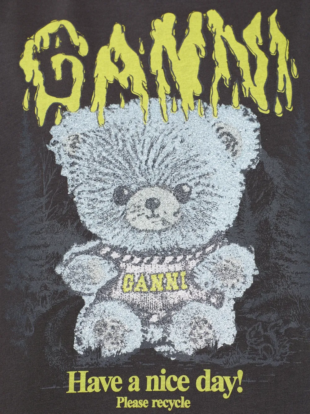 GANNI Forest Teddy T-shirt met grafische print Grijs