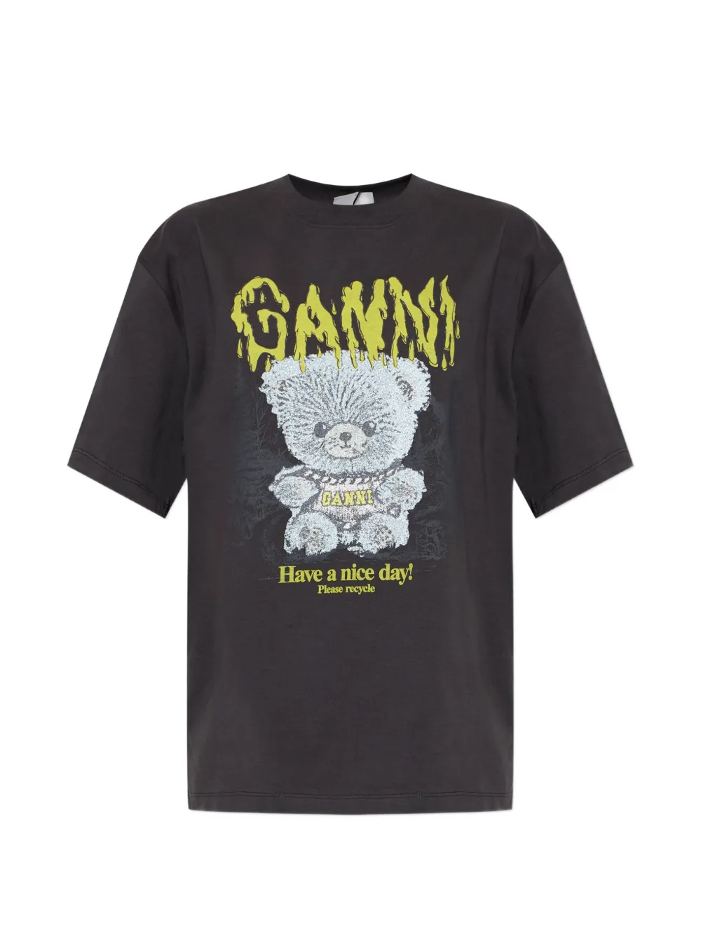 Ganni Graphic-print T-shirt In Grey