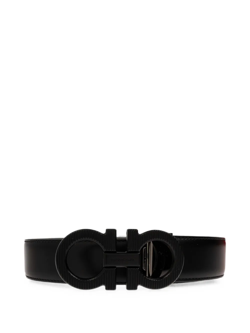 Ferragamo reversible and adjustable knurled Gancini belt - Nero