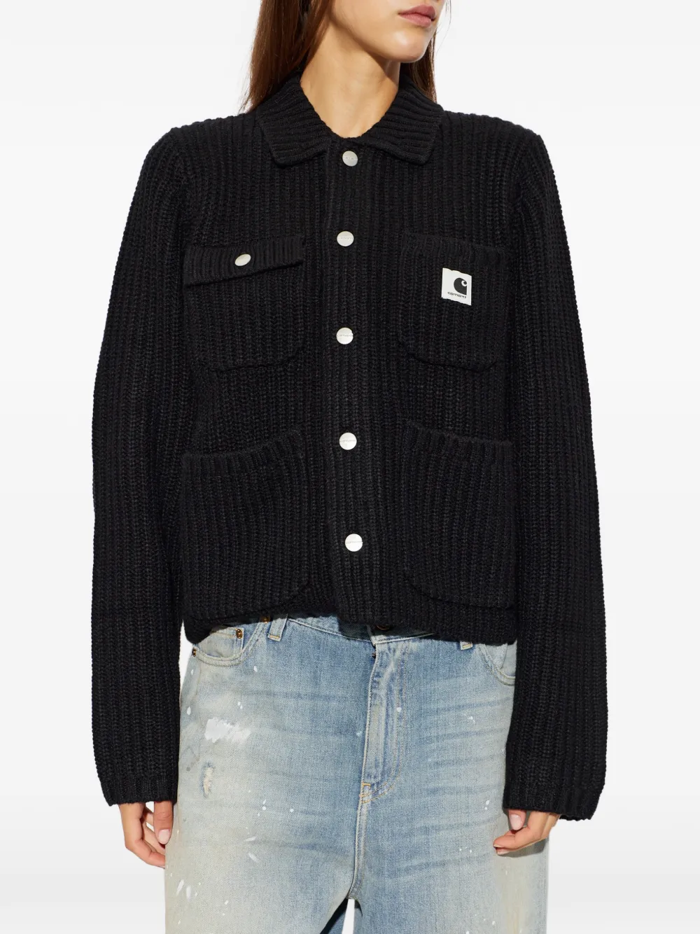 Carhartt WIP Michigan ribbed-knit cardigan Zwart
