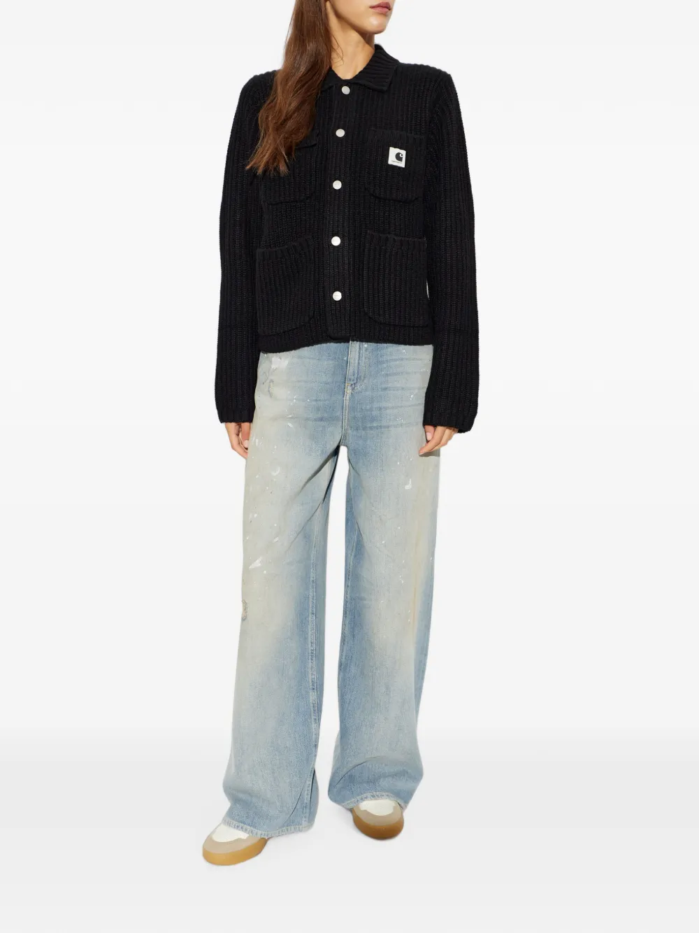 Carhartt WIP Michigan ribbed-knit cardigan Zwart
