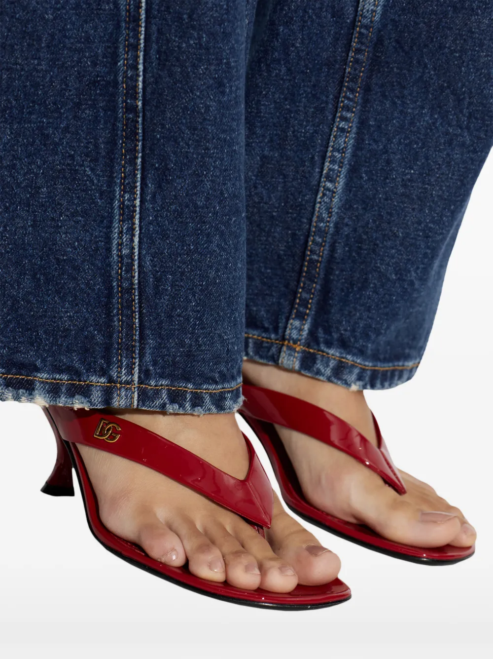 Dolce & Gabbana DG logo patent leather sandals Rood