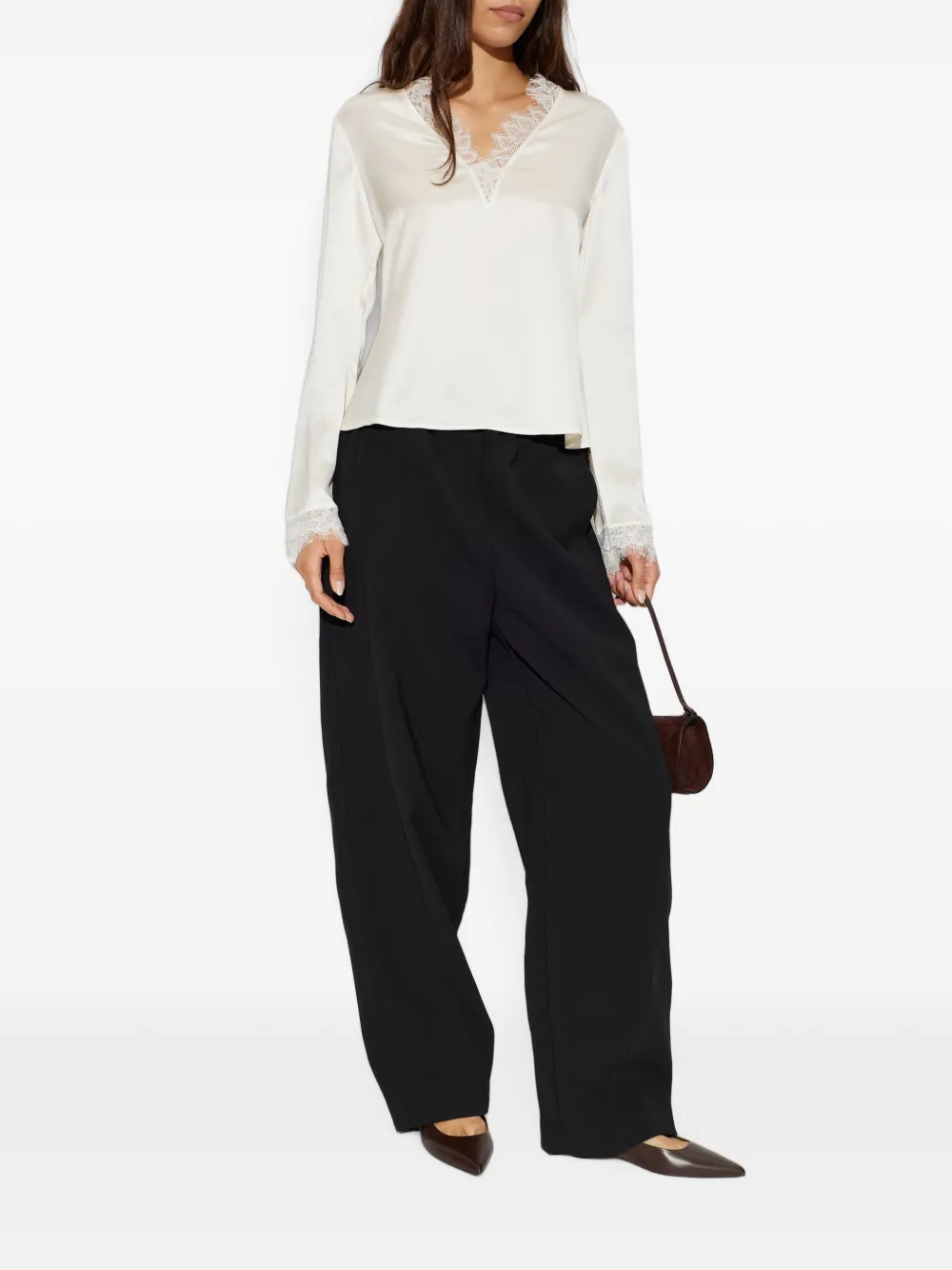 GANNI Top met kant Beige