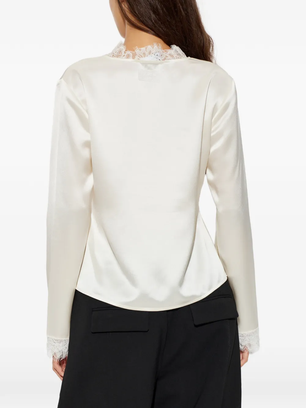 GANNI Top met kant Beige