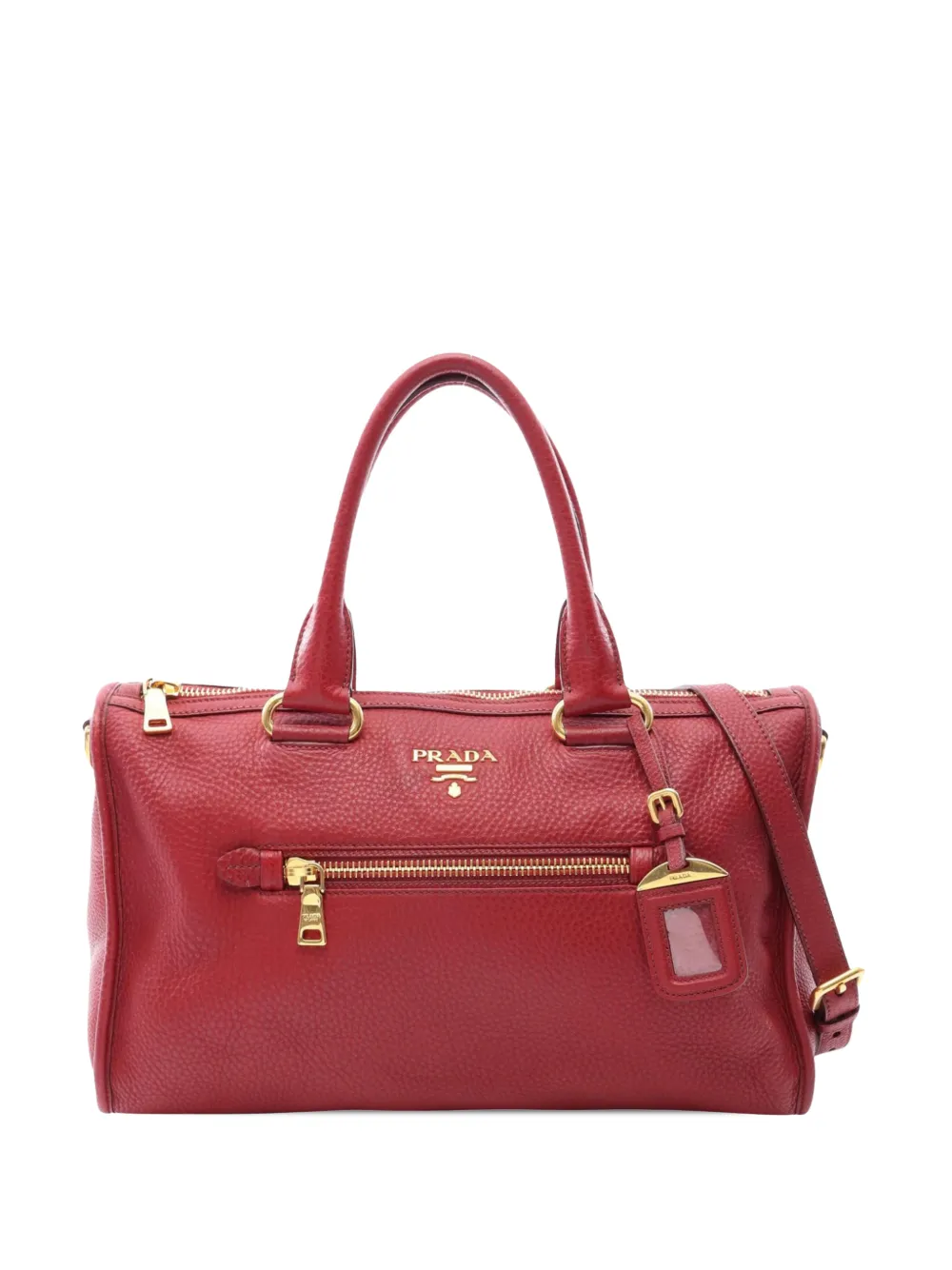 Prada Pre-Owned 2013-2026 Vitello Daino Zip Top satchel - Rosso