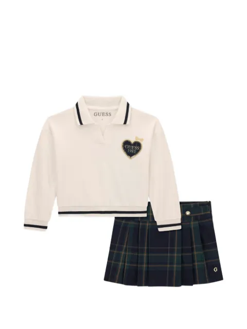 guess kids plaid-print pleated casual skirt set (set of two)