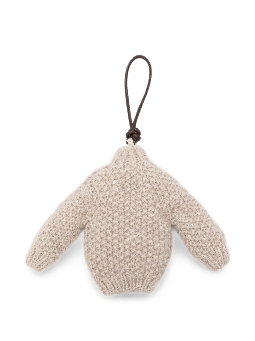 Fabiana Filippi sequin-embellished knitted keyring Beige