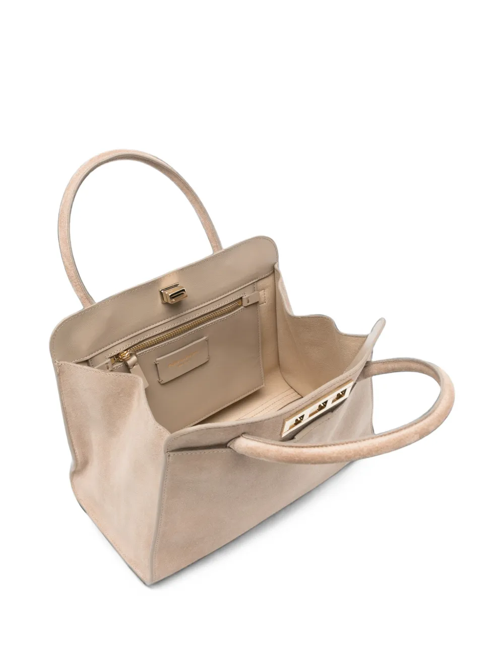 Fabiana Filippi suede twist-lock tote bag Beige