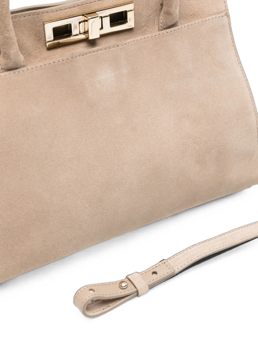 Fabiana Filippi suede twist-lock tote bag Beige