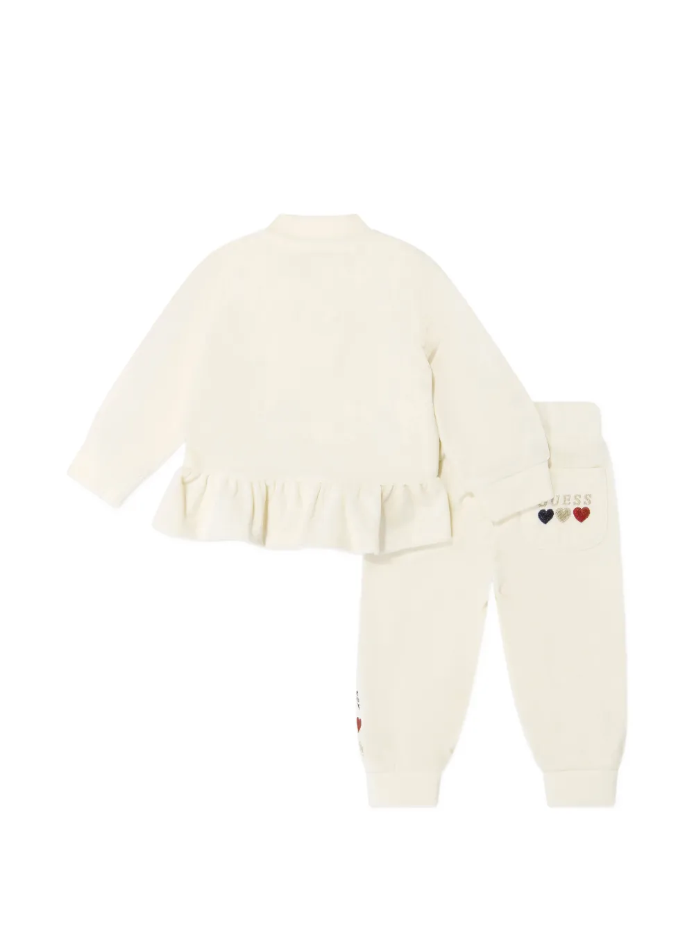 guess kids ruffled heart-embroidered tracksuit set - Toni neutri