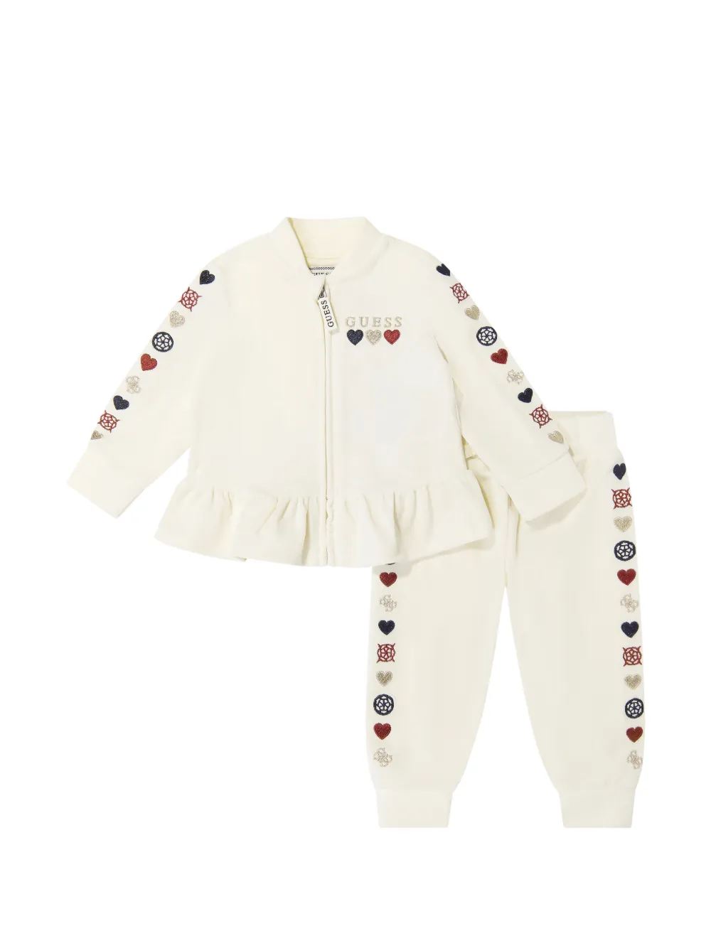 guess kids ruffled heart-embroidered tracksuit set - Toni neutri