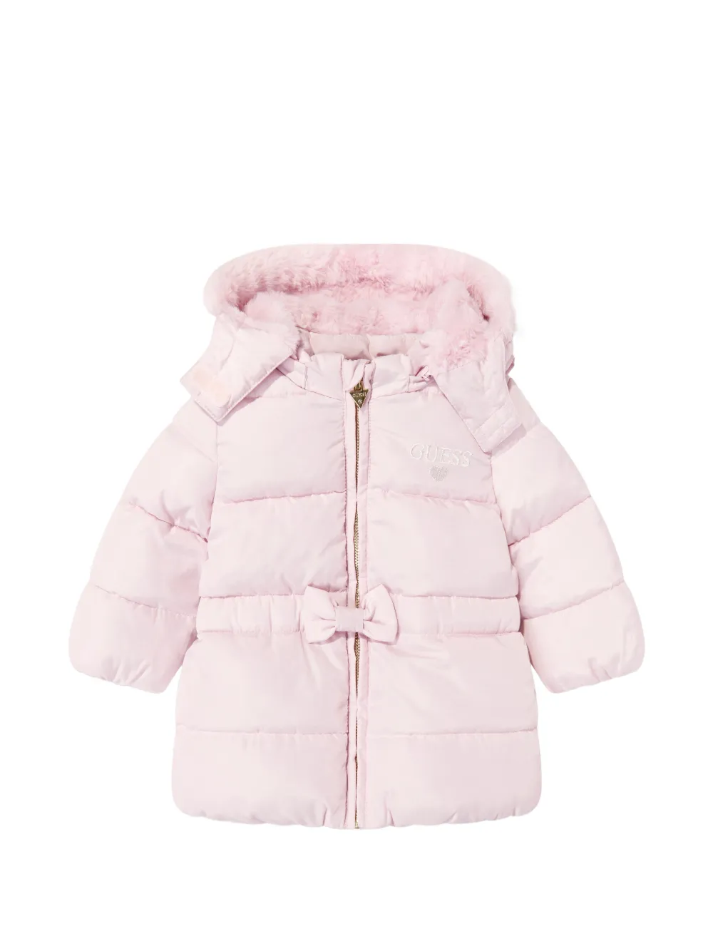 guess kids bow-detail padded jacket - Rosa