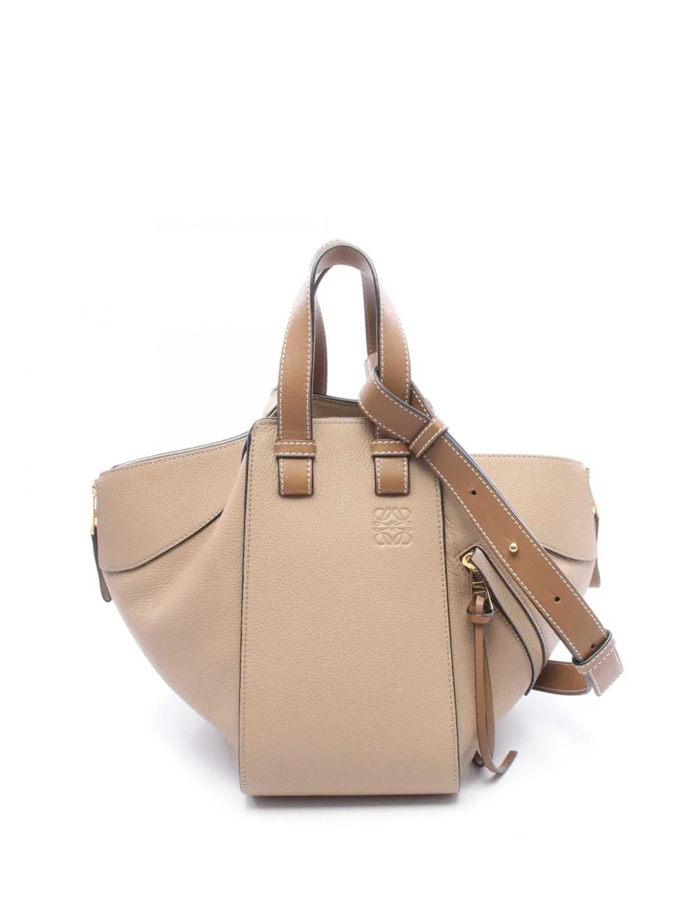 Loewe Pre-Owned 2010-2026 Small Grained Calfskin Drawstring Hammock Bag satchel - Nude