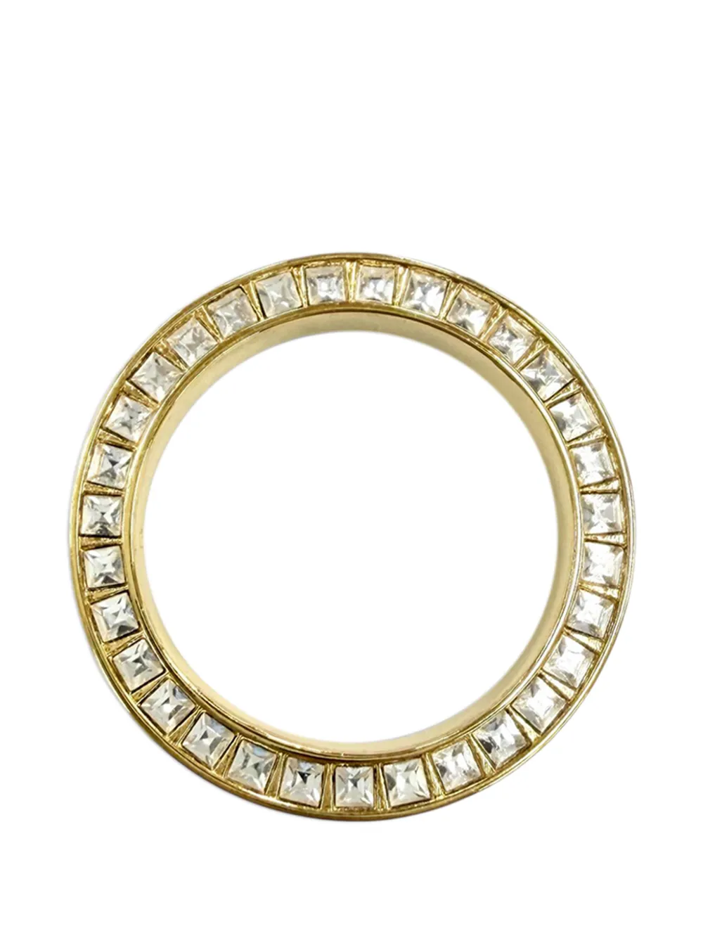 Dior Pre-owned 2000-2026 Gold Plated Strass and Lacquer Night Code Band Ring Costume Ring, view 2