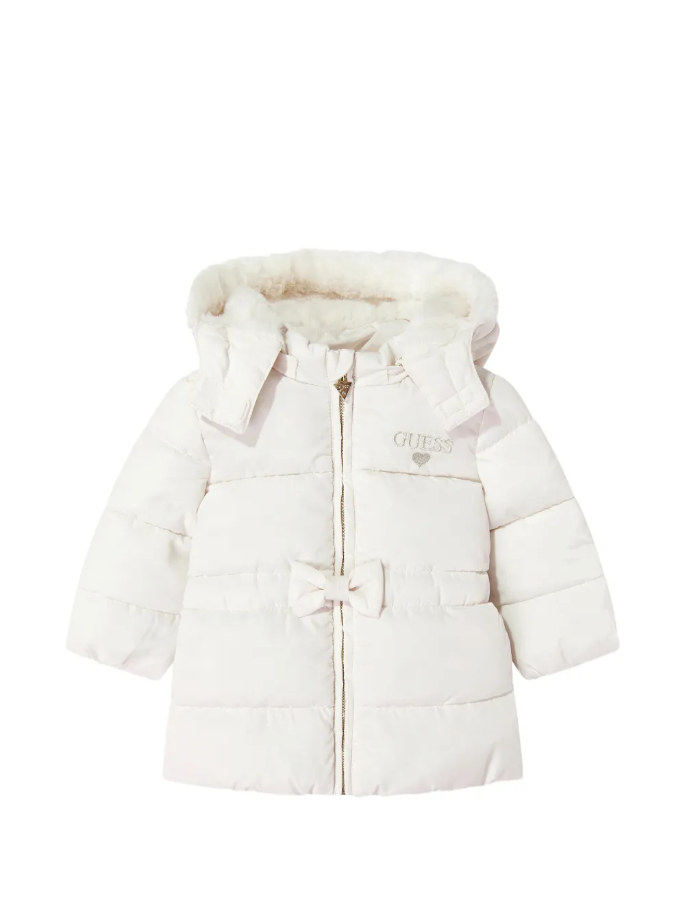 guess kids quilted bow-detail jacket - Toni neutri