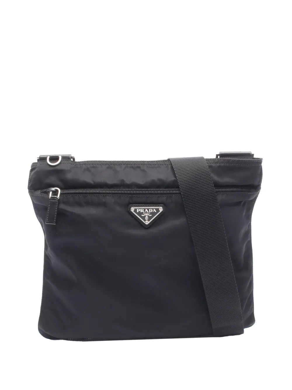Prada Pre-Owned Borsa a tracolla in tessuto con zip 2013-2026 - Nero