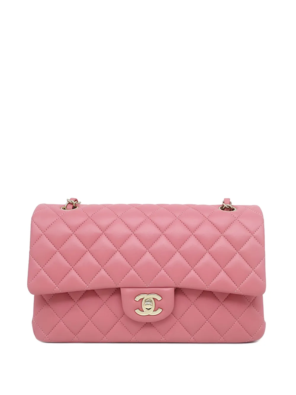 CHANEL Pre-Owned Borsa a spalla classica media in pelle di agnello con doppio battente 2021-2026 - Rosa