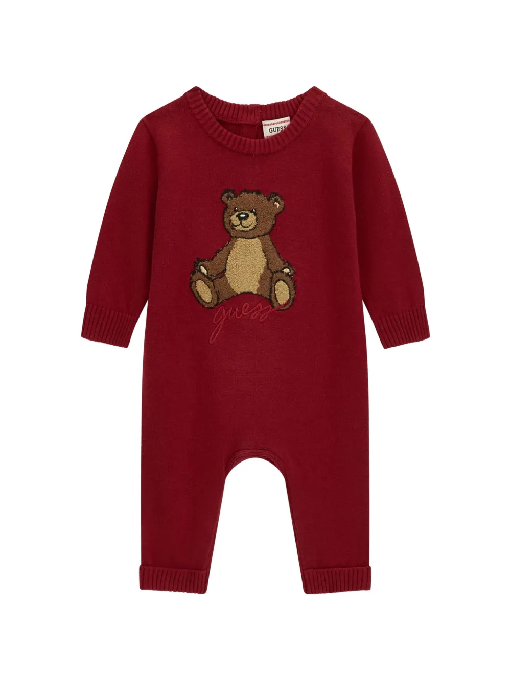 guess kids Teddy bear-patch embroidered jumpsuit - Rosso