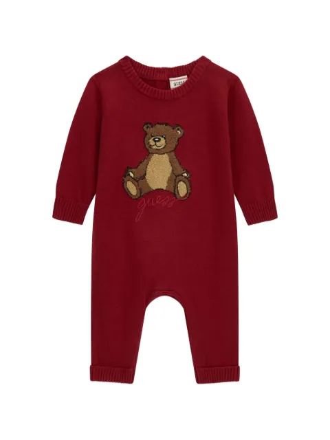guess kids Teddy bear-patch embroidered jumpsuit