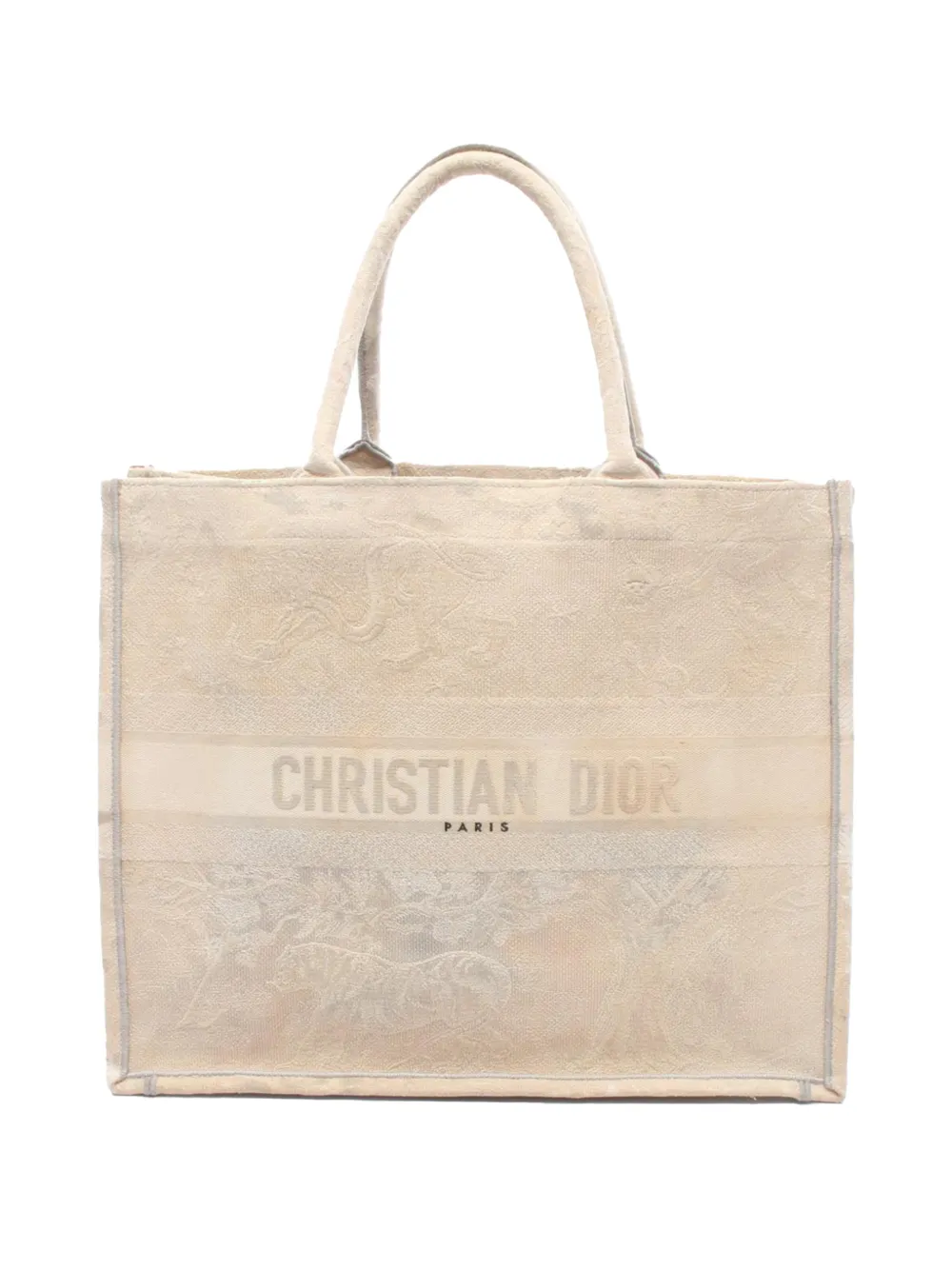 Christian Dior Pre-Owned 2000-2026 Large Canvas Embroidered Dioriviera Toile De Jouy Book tote bag - Nude