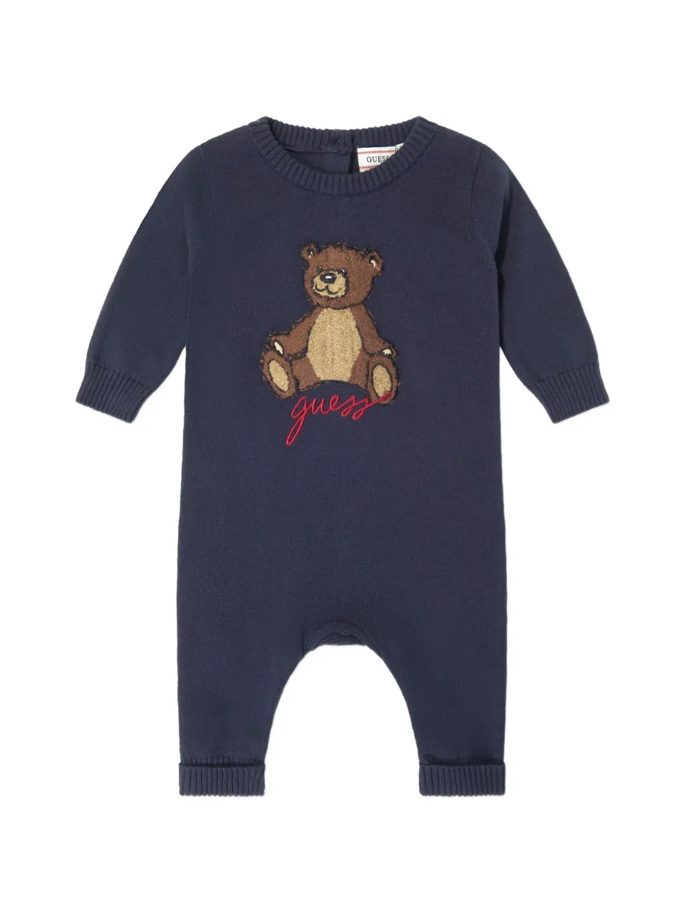 Guess kids bear-patch knitted rompers Blauw
