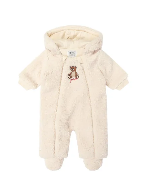 guess kids bear-embroidered fleece snowsuit