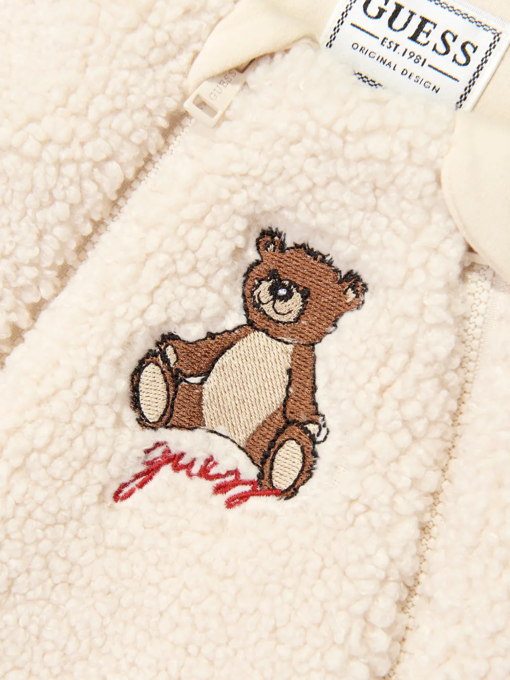 guess kids Fleece skipak met geborduurde beer Beige
