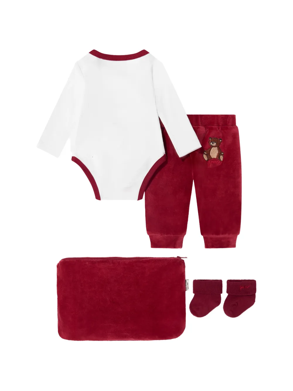 guess kids Trainingspak met fluwelen afwerking en beren-print Rood