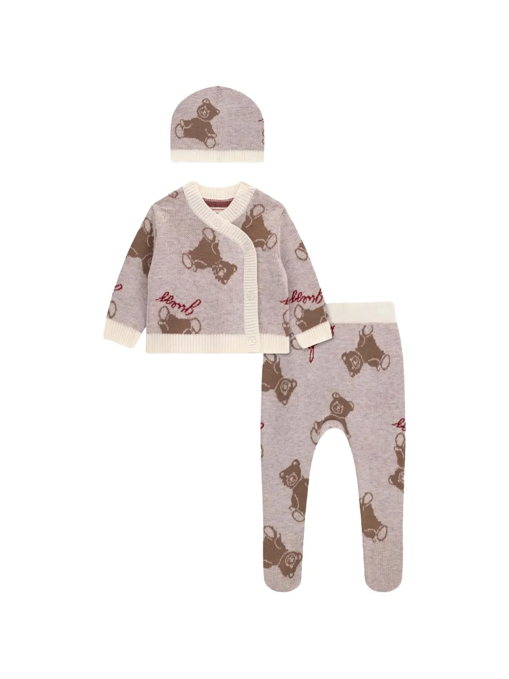 guess kids bear-pattern knit set - Nude