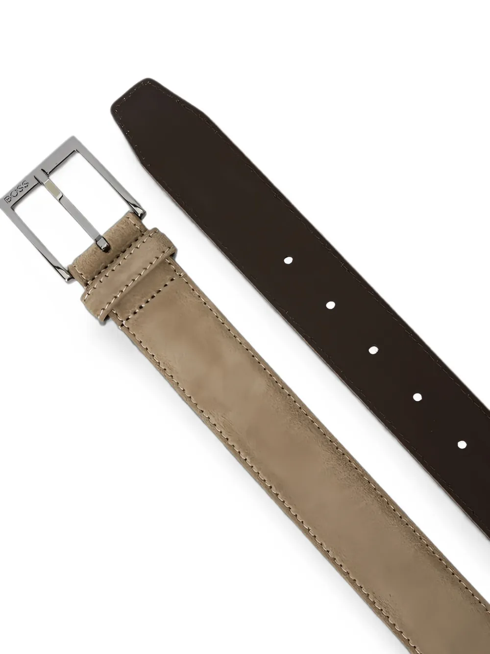 BOSS Riem met suède afwerking en gespsluiting Beige