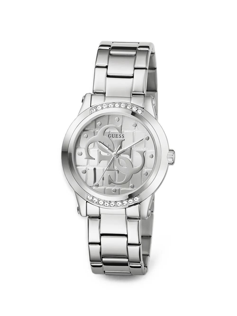 Guess Usa Silver-tone Analog Watch In Metallic
