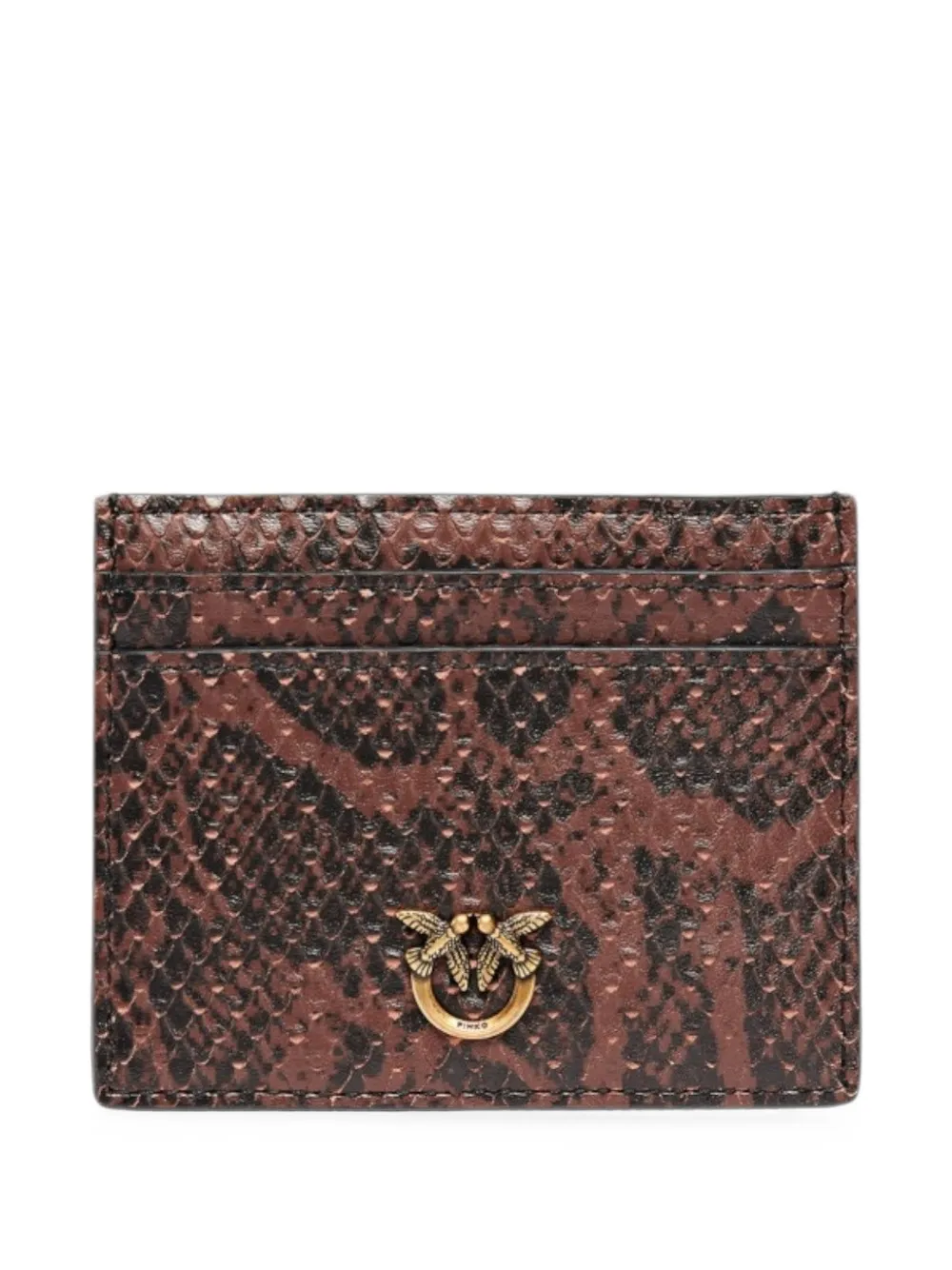 PINKO Love Birds snakeskin-effect card holder - Marrone