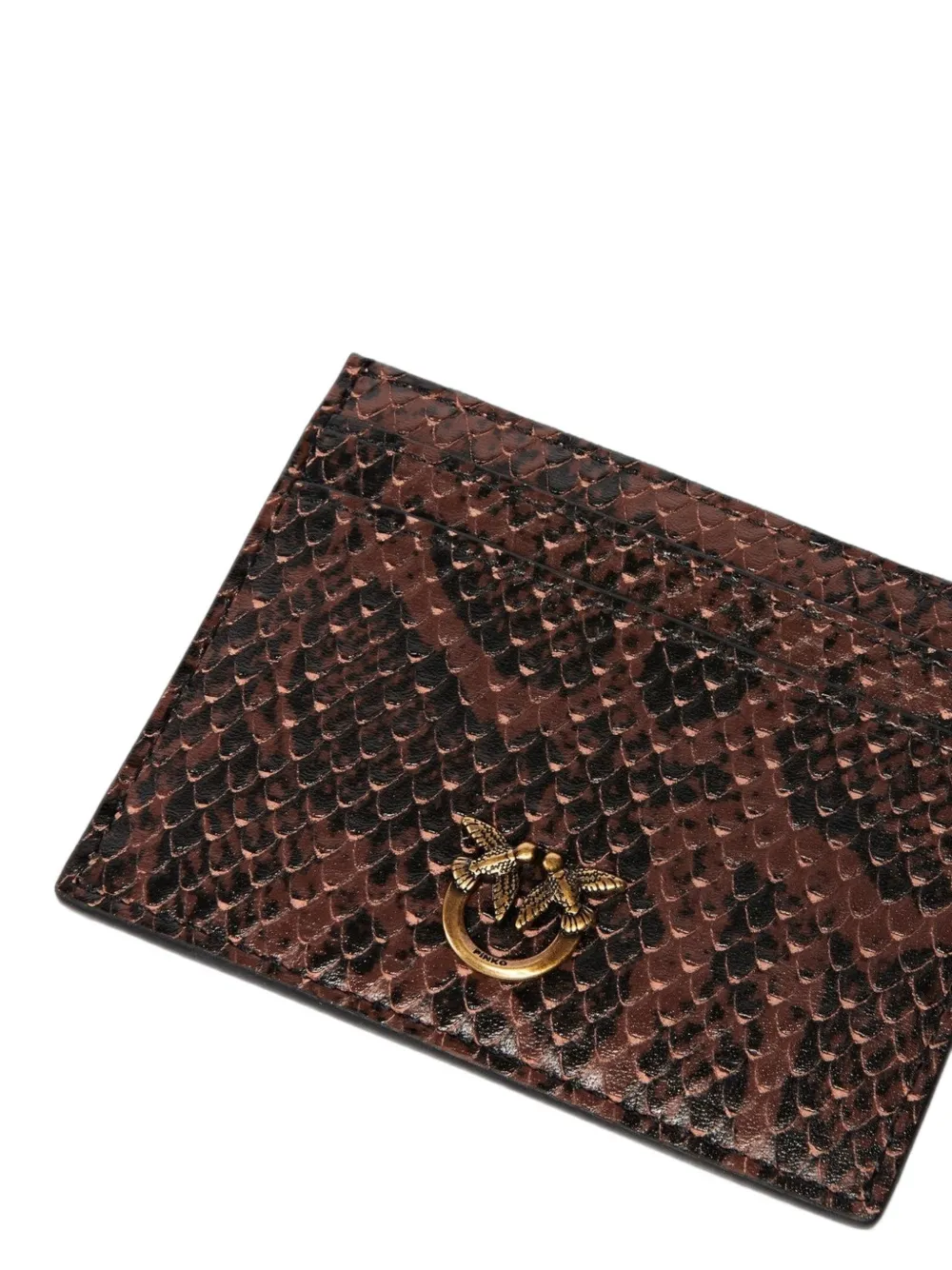 PINKO Love Birds pasjeshouder met slangen-effect Bruin