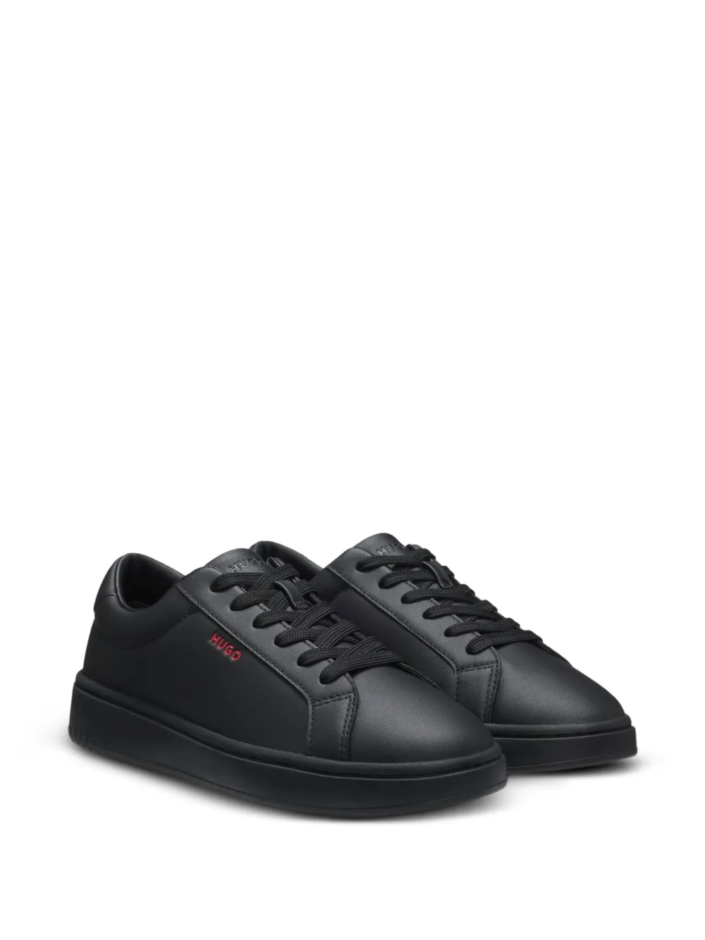 BOSS contrast-logo trainers in faux-leather Zwart